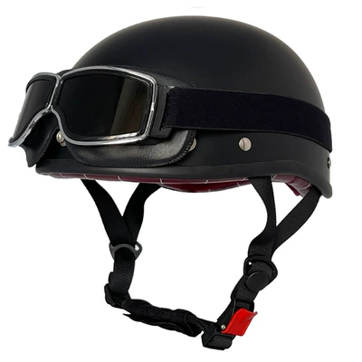 half helmet electric motorcycle portable, Motosiklet kaskı (dəbilqə) - matte-black-square-retro-mirror-m
