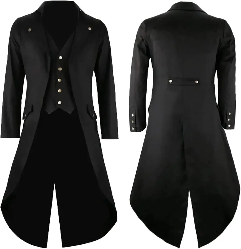 Men's Black Retro Tuxedo Jacket Fancy Cool Cosplay Costume Robe Halloween Costume Cosplay