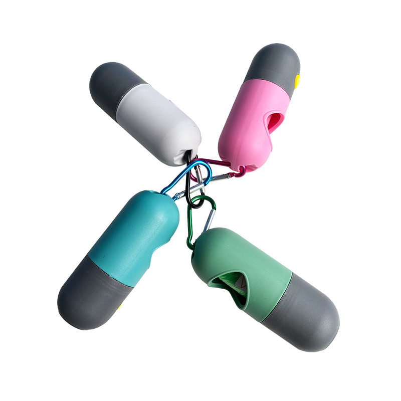 LED píldora mascota bolsa de basura distribuidor con luz perro inodoro Dispositivo de almacenamiento portátil mascota inodoro