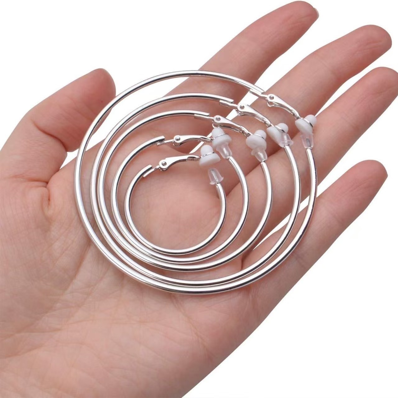 Personalized Exaggerated Earrings Hoop Round Sweet Metal Electroplated Earrings Simple Round Large Diameter Geometric Earrings