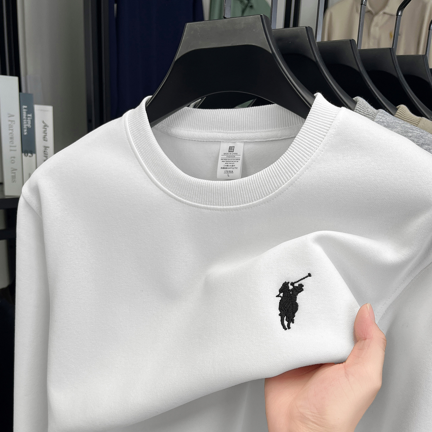 秋冬加厚加棉男士纯色卫衣长袖圆领休闲宽松时尚运动套头T恤上衣