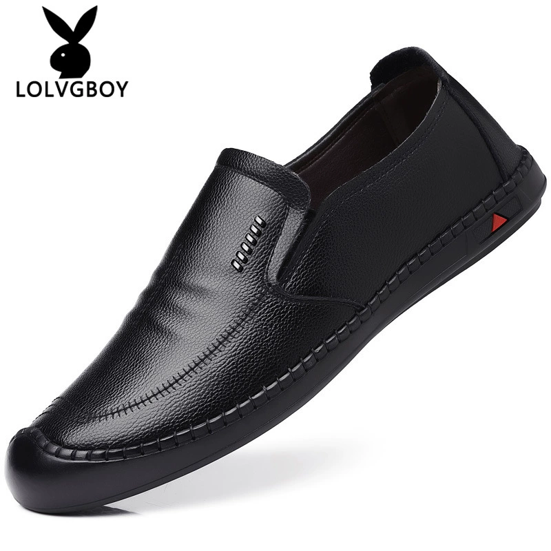Shoes for leather shoes, men's summer breathable non-slip work casual footwear for leisure, genuine leather, soft sole