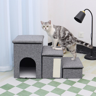 Cross-border Pet Stair Large Storage Dog Climbing Ladder Foldable Kennel Non-slip Cat Sofa Bed Step Cat Nest