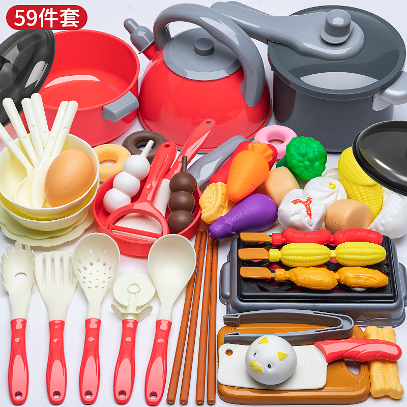 Children's Play House Simulation Kitchen Playing Baby Cutting Fruit Cooking Kitchenware Set Girls Cooking Boys Girls