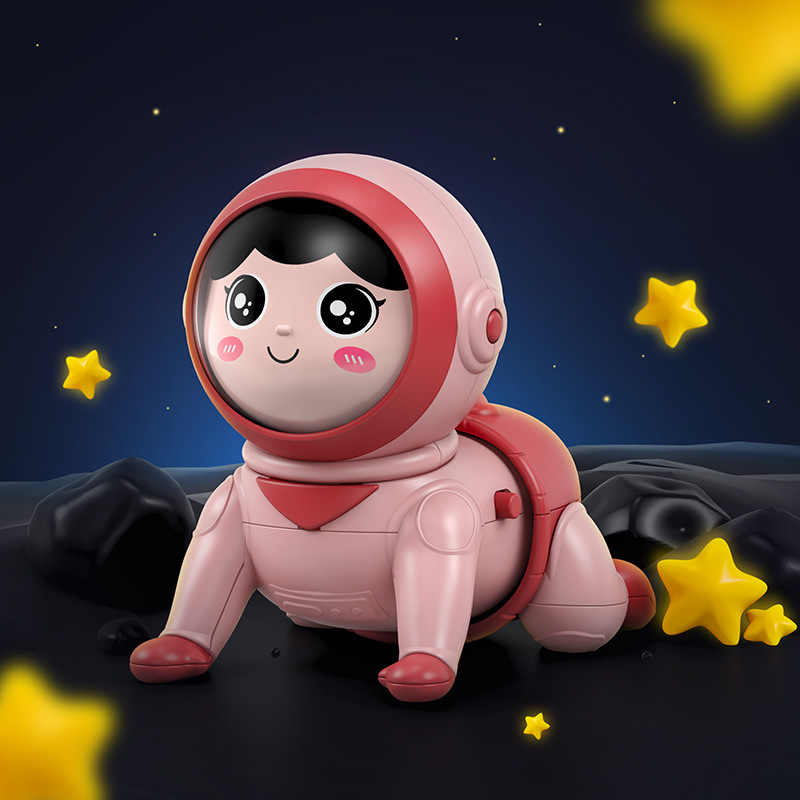 Cross-border gateando muñeca espacio astronauta eléctrico diversión música luz bebé juguete bebé aprendizaje gateando juguete