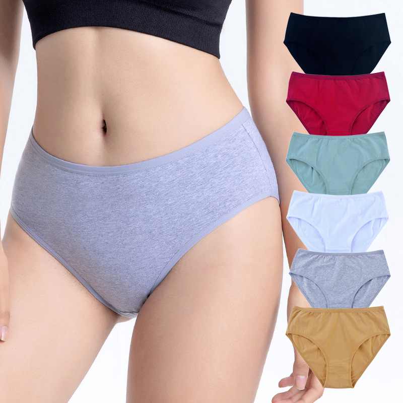 Ropa interior de mujer de talla grande, popular en el extranjero, de algodón puro, exportación a Europa y América, venta al por mayor de ropa interior de mujer de cintura alta, bragas de mujer transfronterizas.