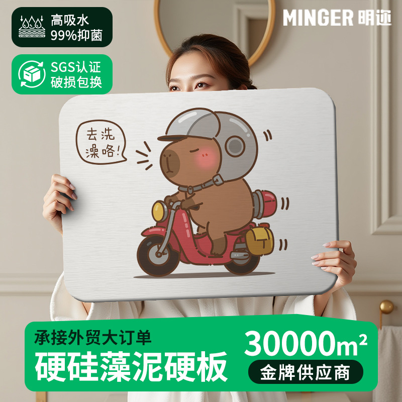 Amazon Cartoon Bathroom Absorbent Floor Mat Non-Slip Foot Mat Capybara Hard Diatom Mud Living Room Floor Mat Cross-Border