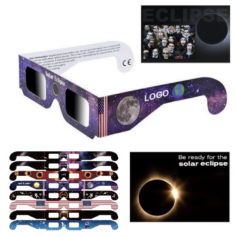Solar Eclipse Observation Glasses, Paper Frame, ISO-Compliant Black Filter, Lightweight 0.021 kg