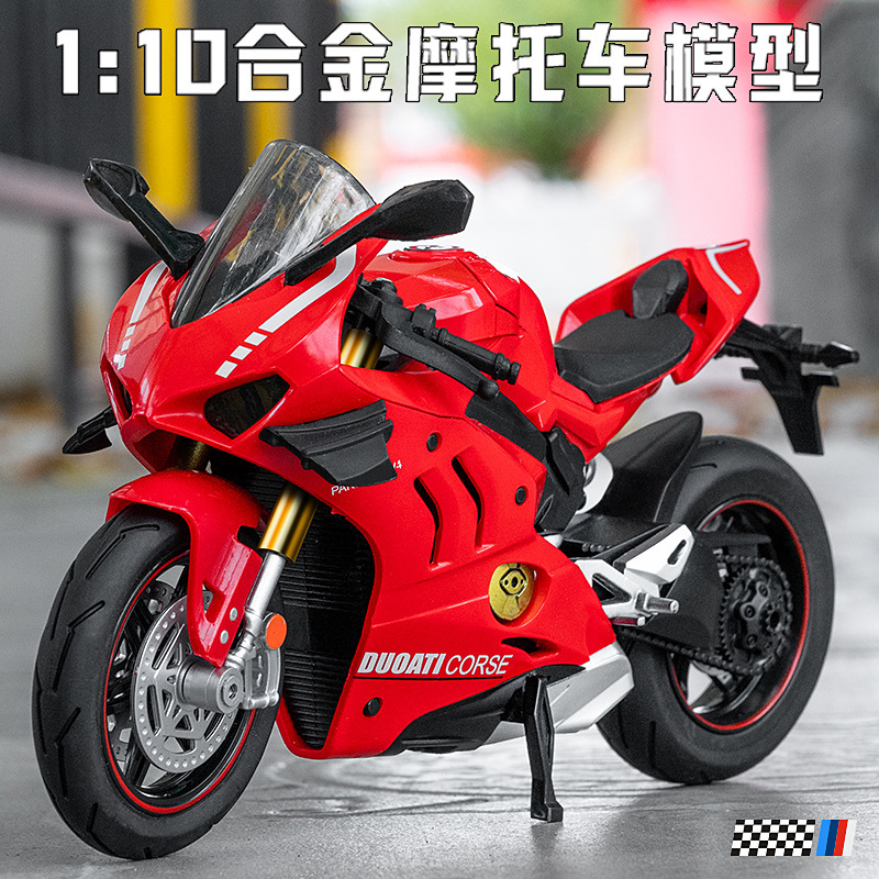 Cross-Border 1:10 Ducati V4S Motorcycle Ornament, Realistic Racing Model, Alloy Motorcycle Toy Car