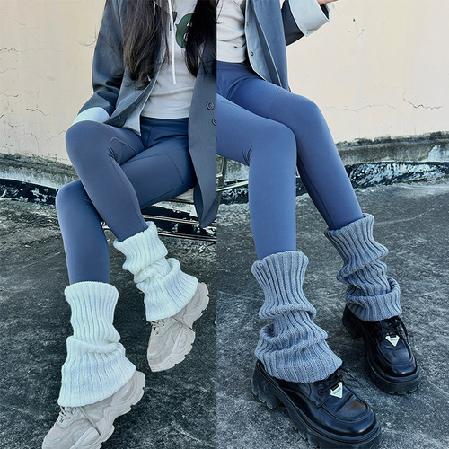 Spring and Autumn Solid Color Socks for Girls, Y2K Minimalist Style, Warm Elastic Sock Mouth College Style JK Fashionable and Versatile Calf Socks