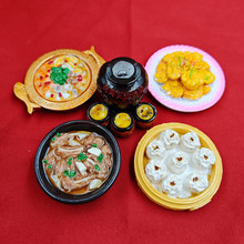 直播间款食玩系列仿真地方特色美食树脂食谱冰箱贴