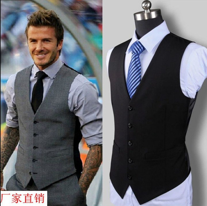 Hot-Selling Foreign Trade Plus-Size Beckham-Style Korean Slim-Fit Suit Vest for Men, Business Waistcoat, British Casual Vest