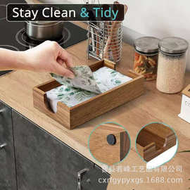 跨境木质纸巾盒长方形抽取式餐巾盒吸油纸抹布储物盒开放式抽纸盒