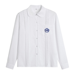 Taiwan Normal University Affiliated High School jk College Style Fall Student Uniform Class Clothes Organ Pleated Embroidered Short-sleeved Long-sleeved Shirt