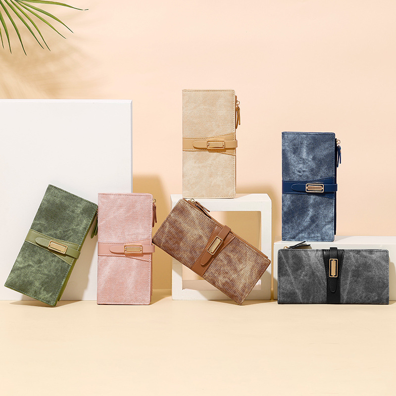 Portemonnee Nieuwe dames lange leren portemonnee met dubbele rits, portemonnee met nisontwerp, 4 kleuren beschikbaar_voghion.com