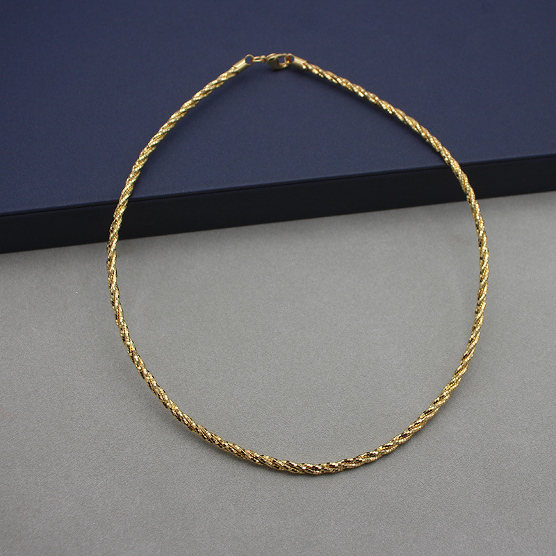 Italian-crafted plain gold necklace, copper-plated real gold snake bone necklace, versatile, can be matched with pendant necklace_voghion.com
