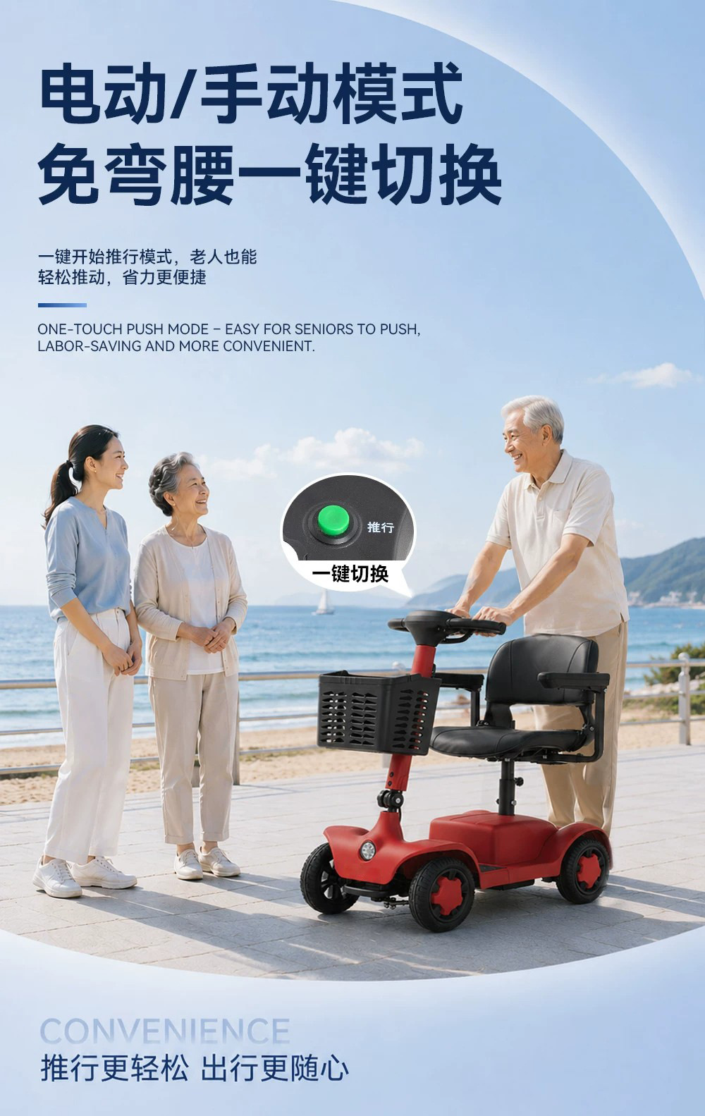 2026 New Model Elderly Mobility Scooter, Four-Wheeled Electric Vehicle for Adults, Foldable Small Electric Scooter for Seniors for Grocery Shopping