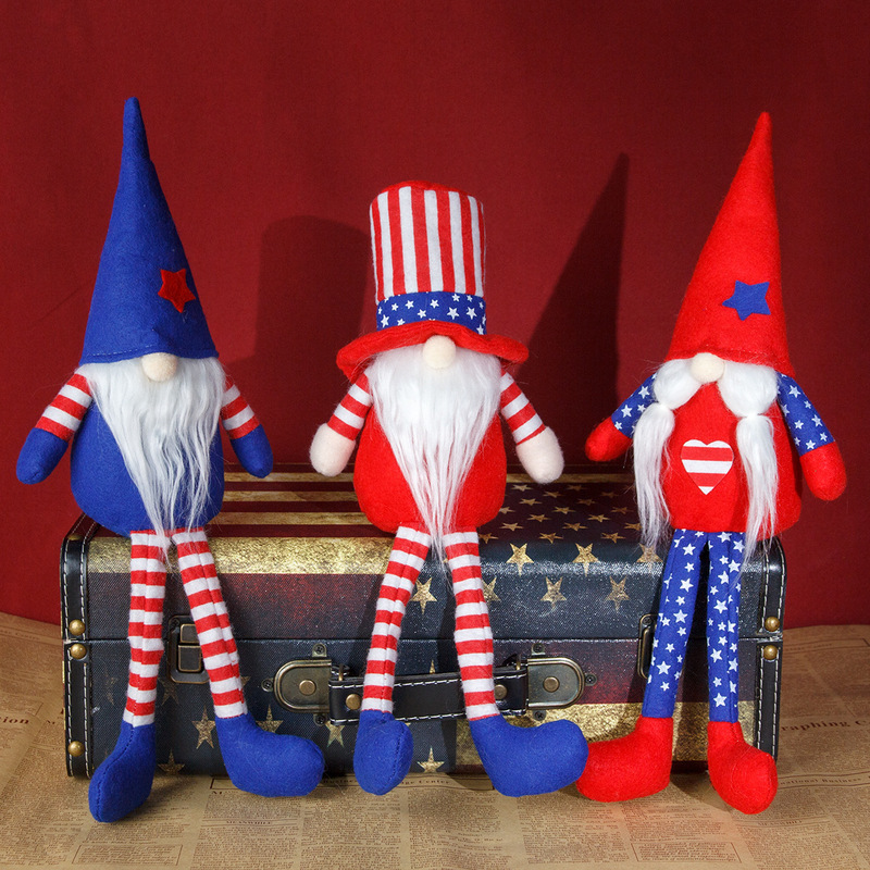 Independence Day Cross-border New Products US National Day Long Legs Faceless Doll Sitting Rudolph Decoration Holiday Decoration