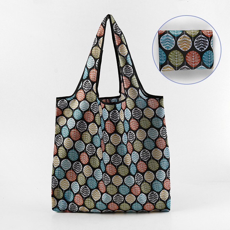 Nueva bolsa de compras plegable de gran capacidad, bolsa de compras para supermercado, bolsa de almacenamiento cuadrada de tela floral, nicho de estilo k, tamaño mediano 4665