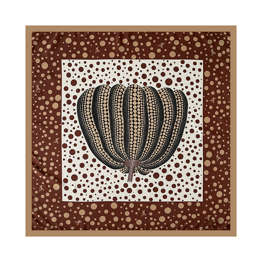 Leichter, luxuriöser quadratischer Schal aus Twill mit gepunktetem Kürbismuster – vielseitig, dünn, schlicht und elegant für Damen, neu für Frühling und Sommer_voghion.com