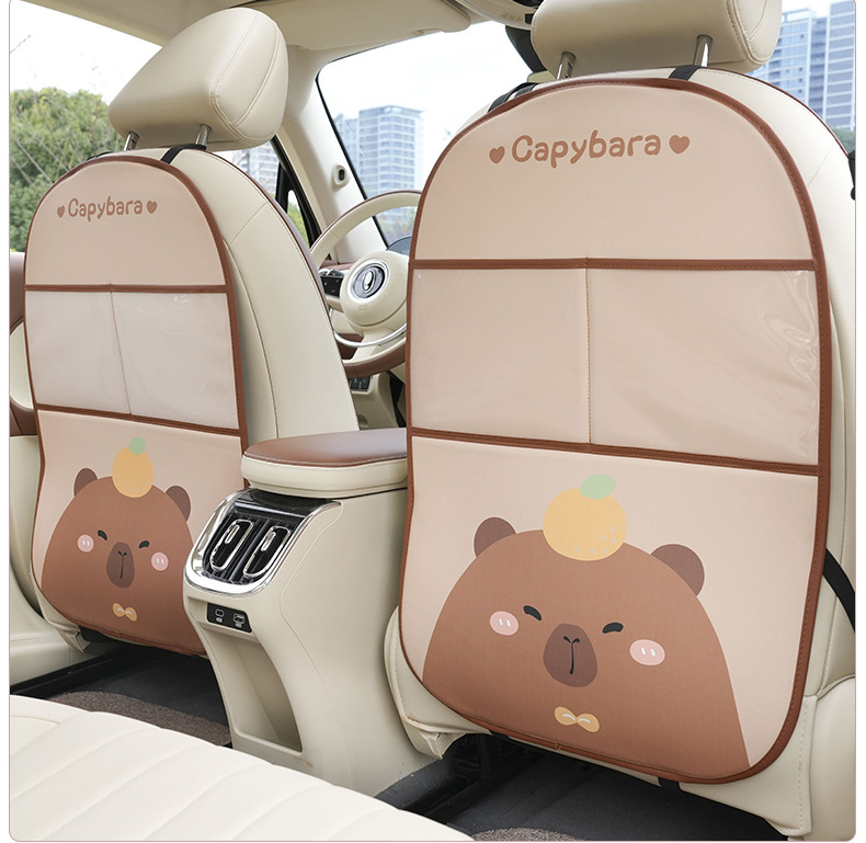 Cartoon cute car anti-kick pad wear-resistant anti-dirty car chair back protective pad leather car storage anti-kick pad