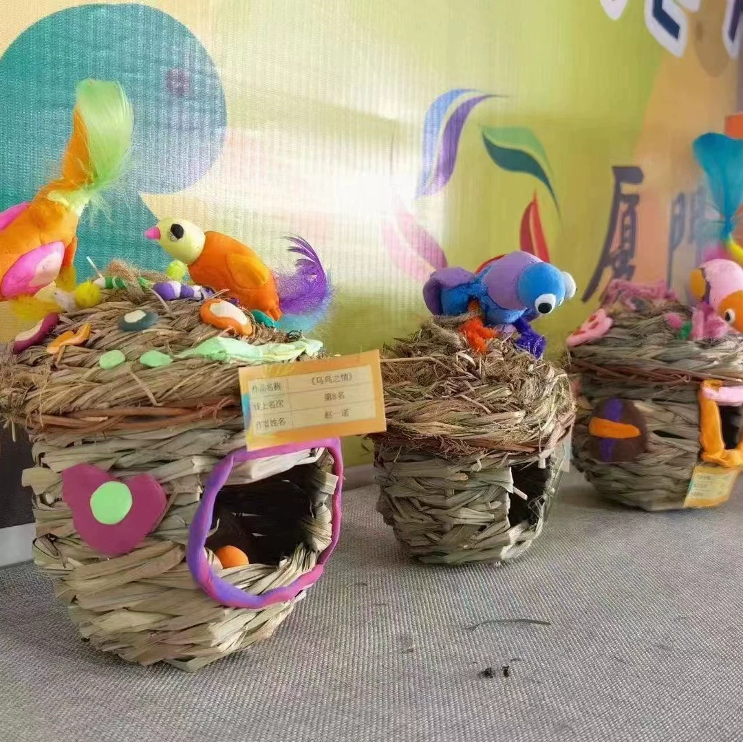 Популярный соломенный домик для птиц, детский сад, принадлежности для птиц ручной работы своими руками, клетка для птиц, искусственное птичье гнездо в пасторальном саду на открытом воздухе во дворе