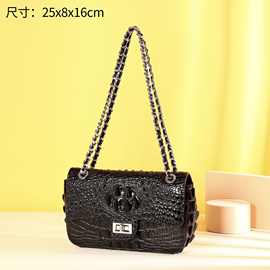 新款鳄鱼骨纹女士单肩包斜跨包经典小香包时尚潮流小挎包女包工厂