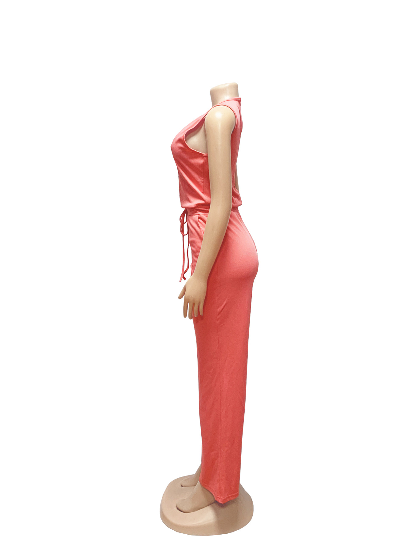 Women's Sleeveless Jumpsuit Casual Lace Up Solid Colour Summer_voghion.com