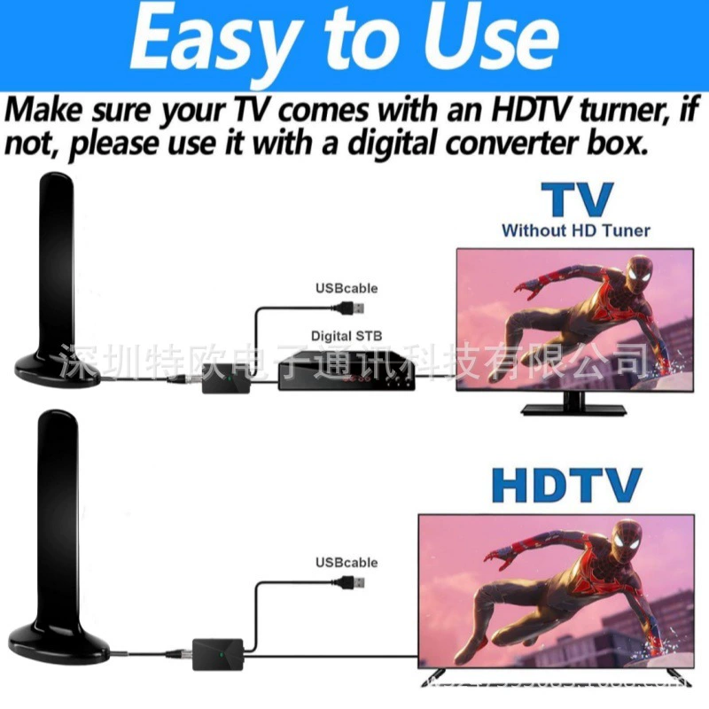 Купольная антенна цифрового телевидения HDTV-T вертикальная на магнитной основе для внутреннего и наружного использования
