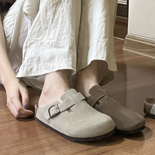Birkenstocks Shoes Women's Half Slippers Women's 2024 New Autumn Baotou Birkenstocks Half Slip-on Slippers Outer Wear Women's Shoes