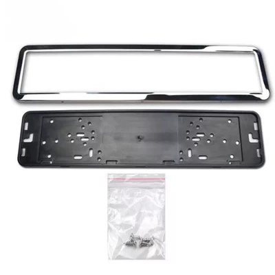Cross-Border Hot-Selling Russian and Ukrainian Stainless Steel Black Sprayable License Plate Frame Metal License Plate Frame (License plate holder/license plate holder) - bright-silver-stainless-steel-material