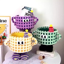 小怪兽编织收纳筐客厅玩具零食篮可爱家居摆件儿童卡通礼物水果篮