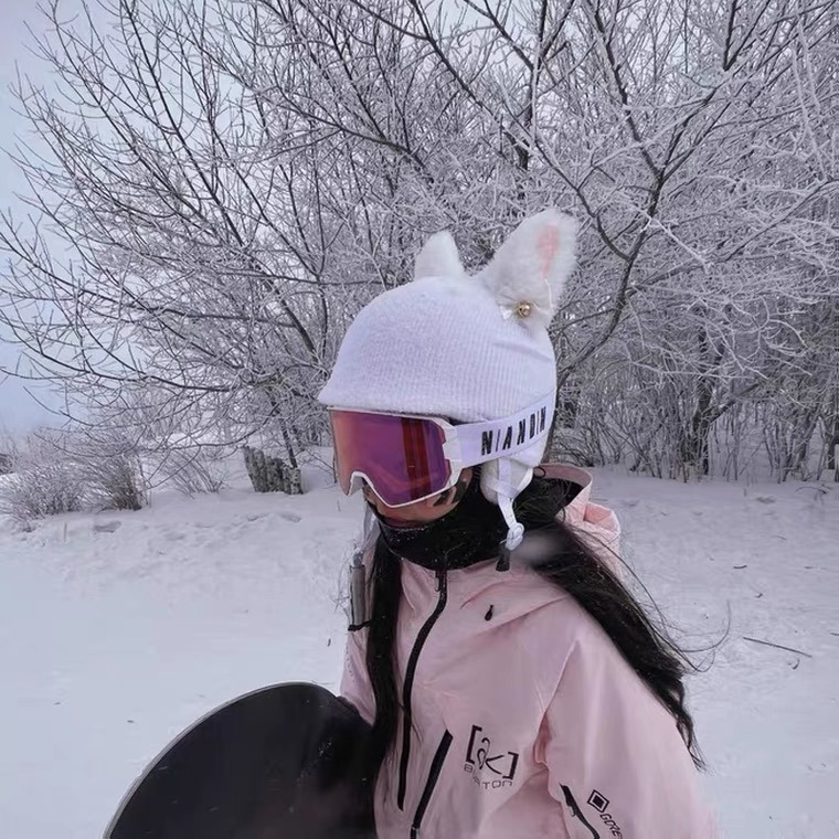 Lingnabel casco de esquí cubierta de sombrero de batería de doble placa sola cubierta de casco de nieve para mujeres adorables accesorios de decoración de orejas para niños