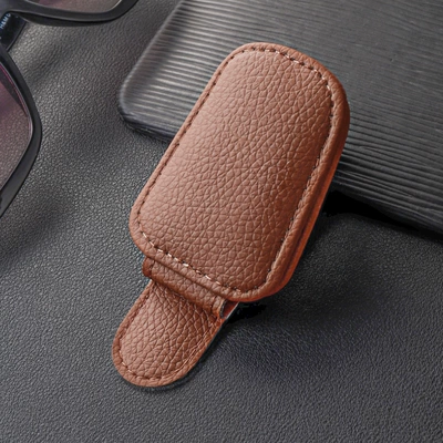 Car-Mounted Glasses Holder, Bill: Car Glasses Clip/Bill Clip - brown