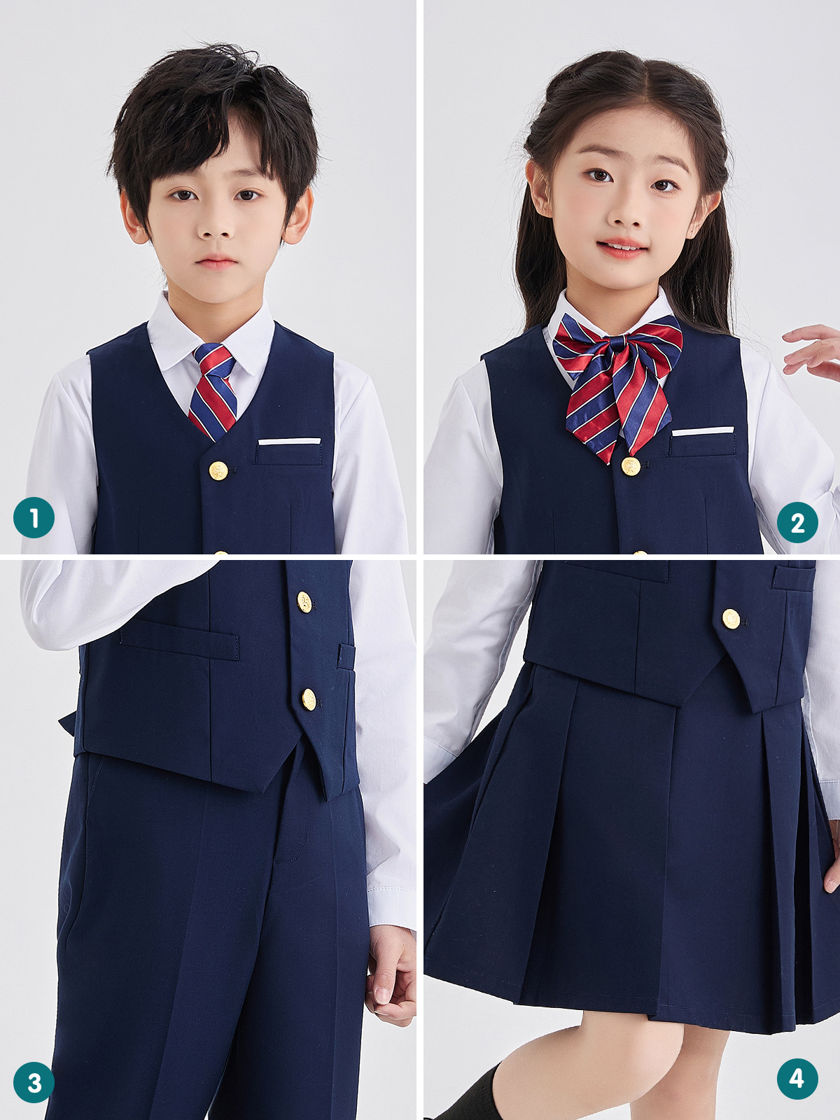 子供用英国風スーツセット、幼稚園制服、春用クラス制服、シャツ、小学生制服、カレッジスタイル