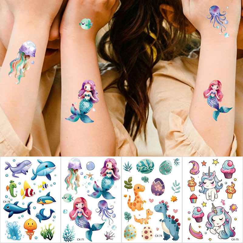 Cross-Border Popular Children's Tattoo Stickers, Waterproof, Cute Watercolor Cartoon Images, Colorful Temporary Tattoo Stickers in Stock Cross-Border Popular Children's Tattoo Stickers, Waterproof, Cute Watercolor Cartoon Images, Colorful Temporary Tattoo Stickers in Stock