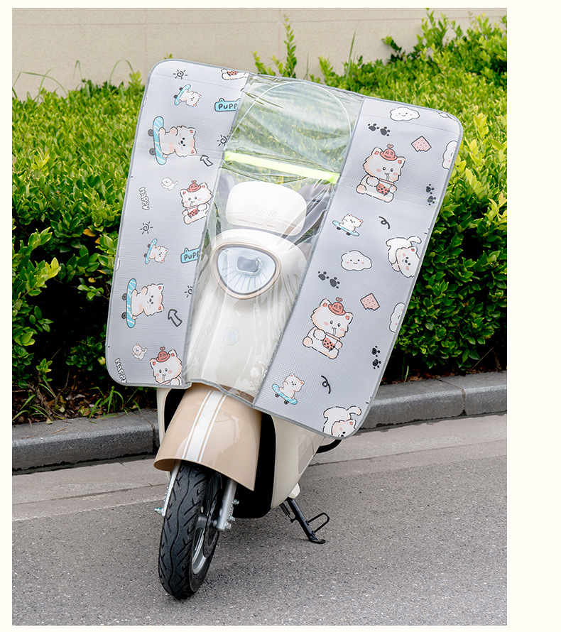 Summer Sun Protection Electric Motorcycle Front Windshield Pedal Battery Bicycle Windproof Water Film High-Definition Transparent Rain Cover