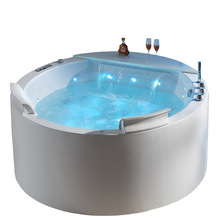 圆形独立式浴缸 澳沃品牌按摩浴缸圆环灯带瀑布出水泡澡浴盆1.5米