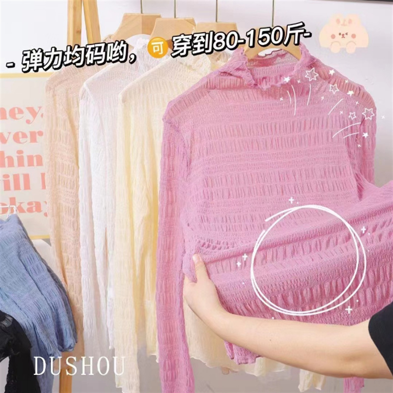 秋冬新款独瘦DUSHOU纯欲风轻法式蕾丝打底衫女亲肤半高领打底衫