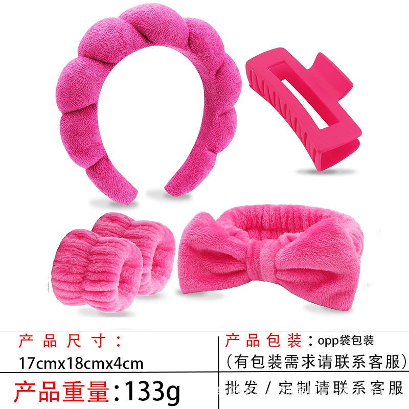 跨境海绵云朵发箍批发高颅顶高级感毛巾布麻花女士洗脸手腕带头箍|undefined