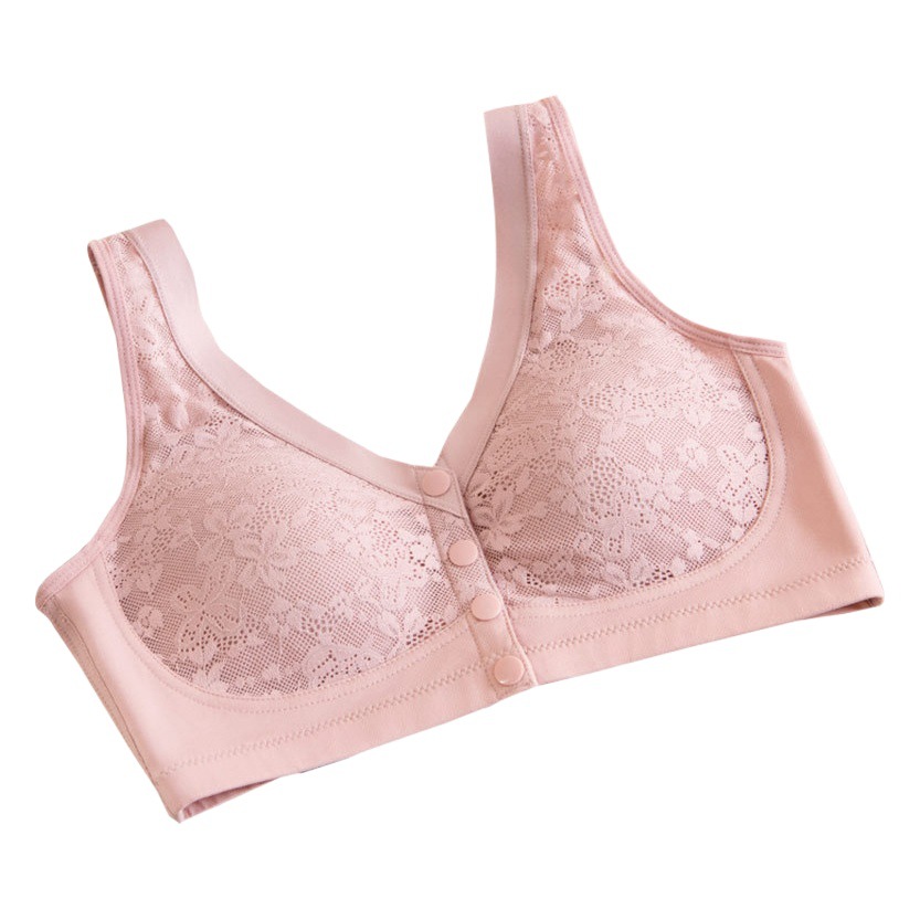 Ropa interior de la madre sujetador de hebilla frontal de las mujeres sin hilos de seda de hielo transpirable chaleco sujetador de mediana edad y ancianos verano