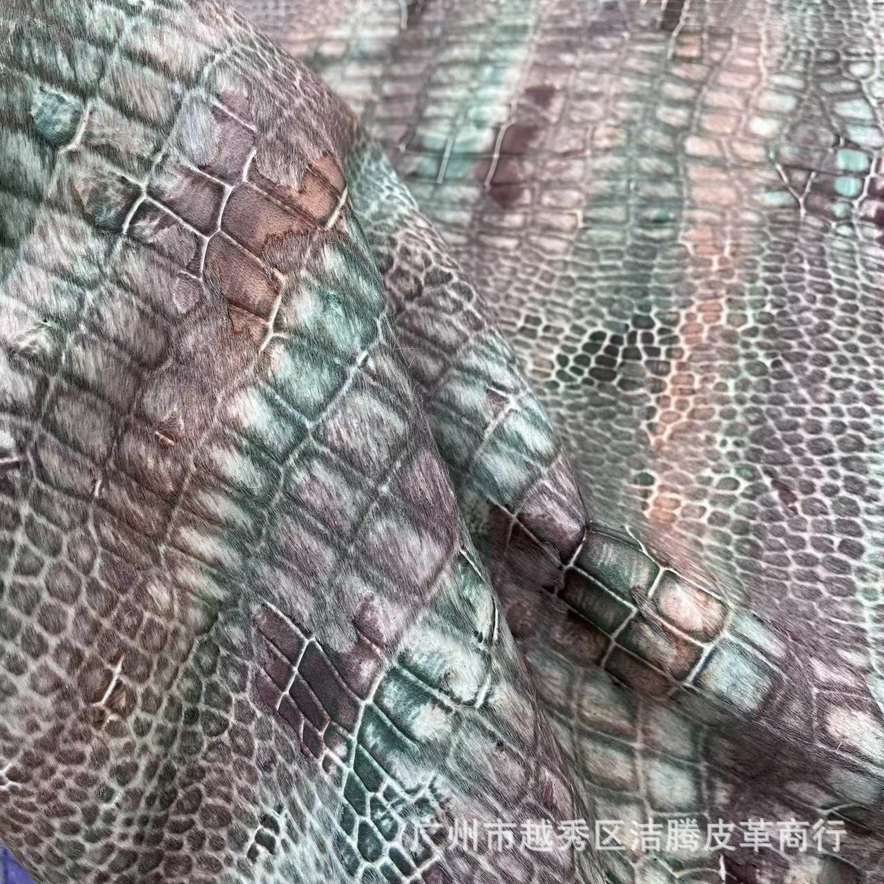 脱花马毛鳄鱼纹烛光幻彩油腊变色牛皮DIY裁块箱包真皮蓝色