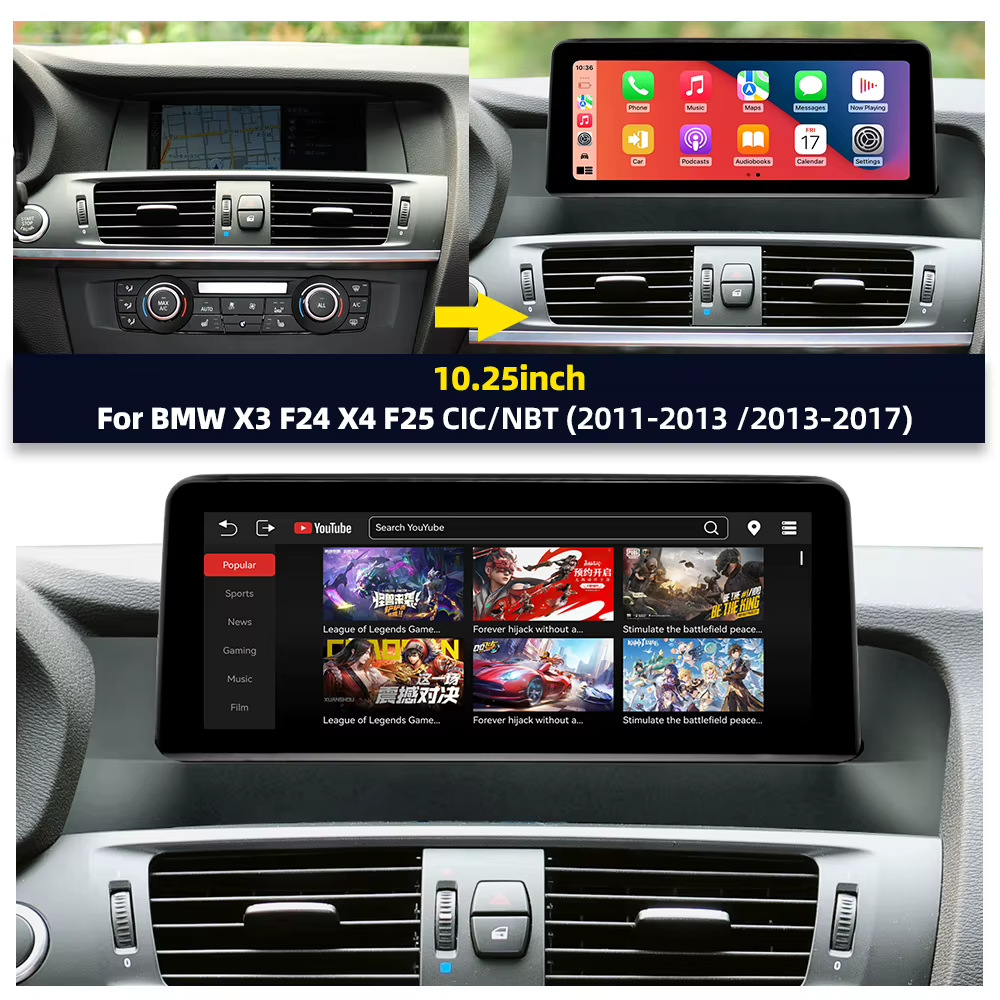 Suitable for BMW X3X4 F25F26 2013-2017 10.25'' car-mounted large-screen navigation central control screen