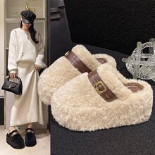 女鞋公分超轻厚底毛绒毛头拖鞋
