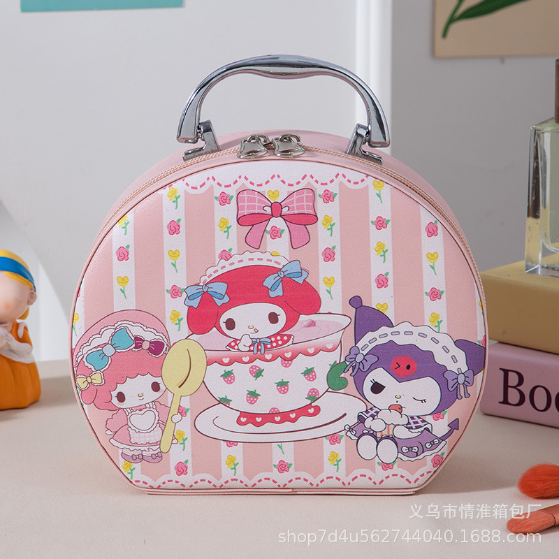 Mini maleta de dibujos animados, bolsa de cosméticos de alta apariencia, estuche de cosméticos portátil impermeable, bolsa de almacenamiento bonita, maquillaje de belleza al por mayor
