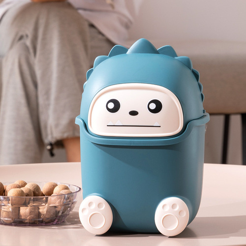 Desktop trash bin mini creative cartoon with lid household shake lid vanity desk office storage paper basket