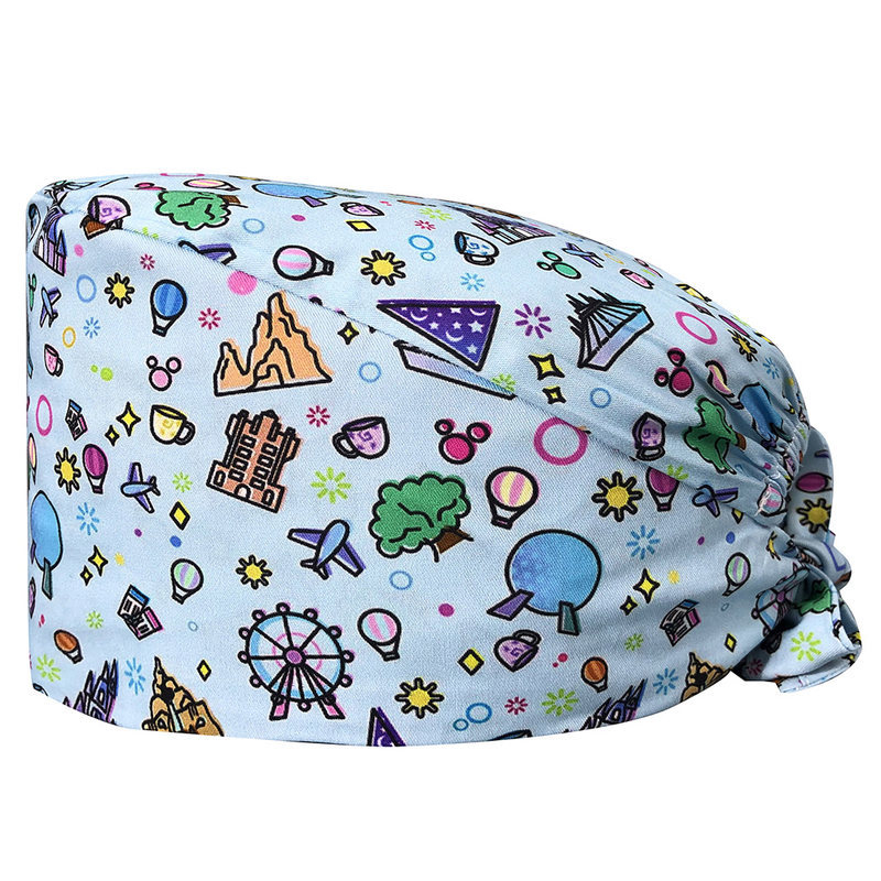 El algodón puro de las mujeres impresas europeas y americanas del sombrero de la enfermera de ICU con la toalla del sudor gorra quirúrgica del comercio exterior tapa de la cabeza del bolso entrega transfronteriza