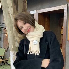韩国代购款个性手工短须纯色针织围巾含羊毛针织情侣围脖冬季保暖