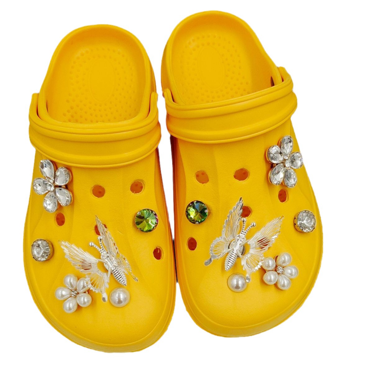 Abalorios para zapatos Croc en existencia con decoraciones de mariposas florales, accesorios de estilo punk de metal para zapatos de jardín, accesorios para zapatos Croc.