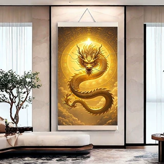 吉祥富贵金龙入户招财玄关装饰画现代走廊过道挂画客厅酒店装饰画